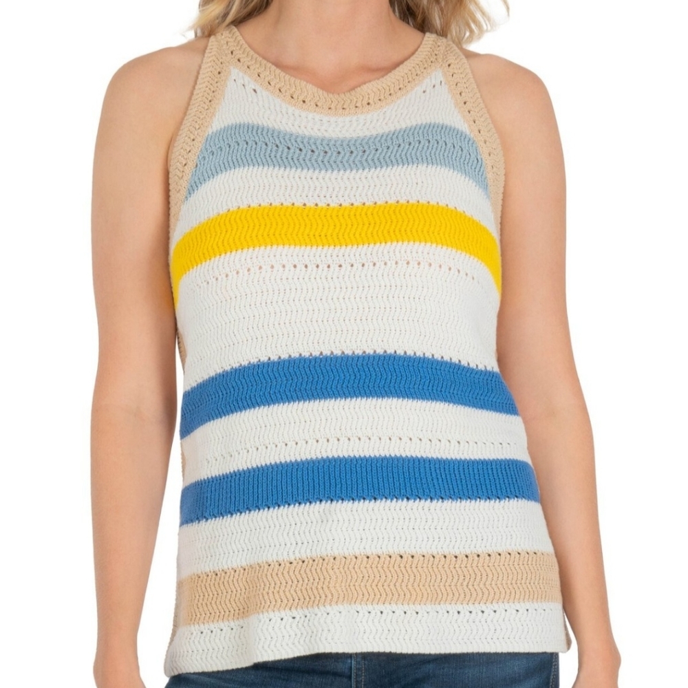 KUT FROM THE KLOTH NOUR SLEEVELESS STRIPE CROCHET TOP SIZE S